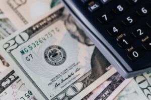Money and calculator on a table