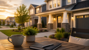 Modern suburban home at sunset representing long-term homeownership and the decision of whether now is the right time to buy a house.